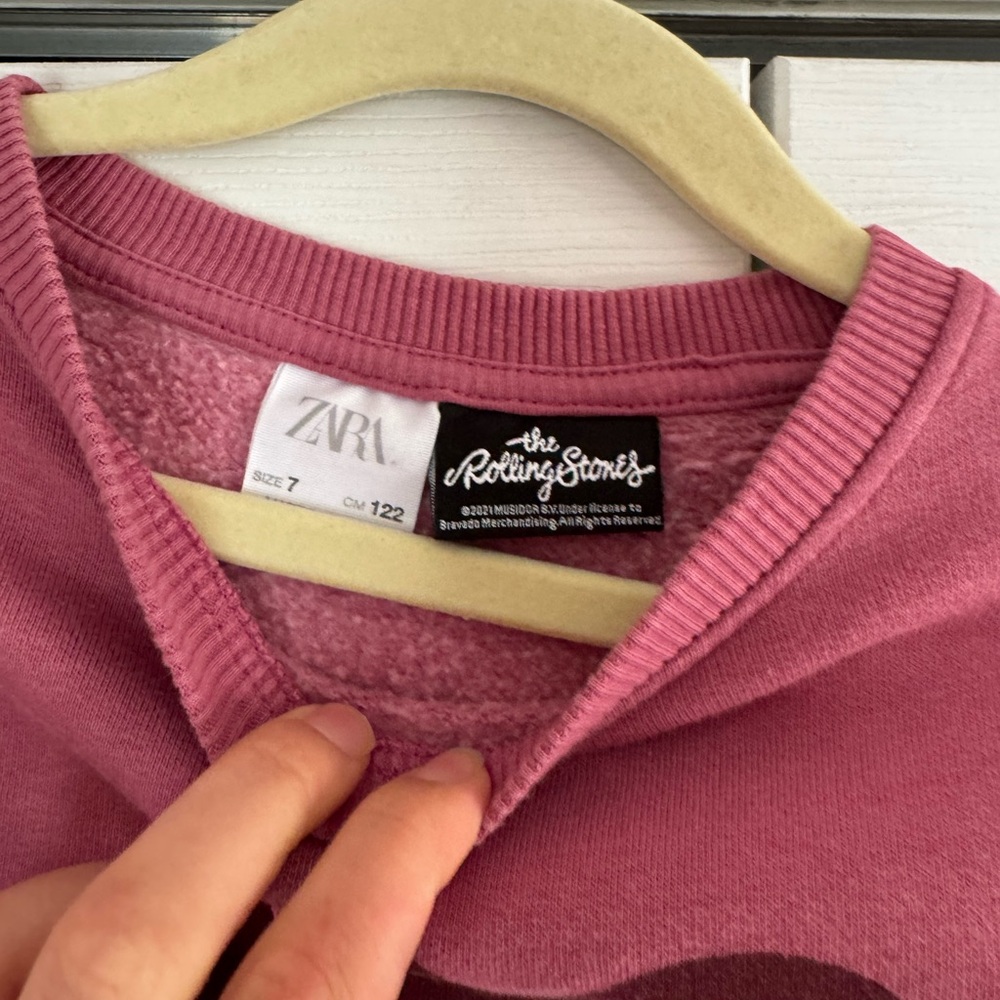 Zara Kids Rolling Stones Pink Sweatshirt Dress size 7 - Picture 3 of 5